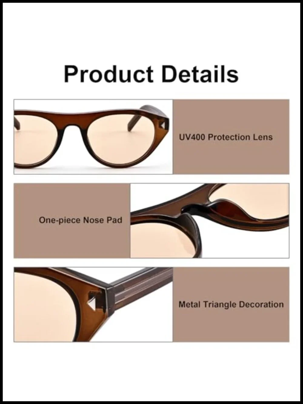 Retro Small Oval Cat Eye Sunglasses UV400 Protection Lightweight Narrow Frame